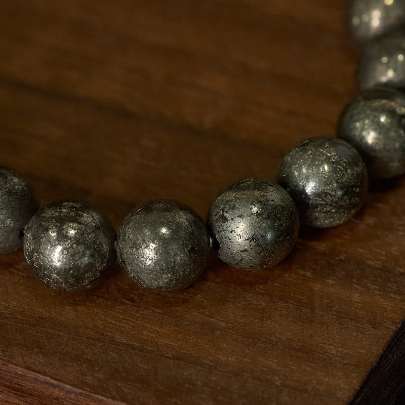 Buddha Stones Pyrite Round Beads Confidence Abundance Bracelet - image 3