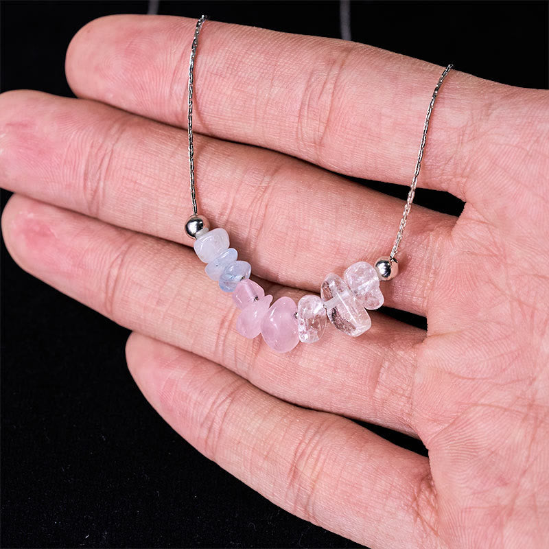 Buddha Stones Black Obsidian Smoky Quartz Garnet Aquamarine Strawberry Quartz Pink Crystal Strength Necklace Pendant - image 12