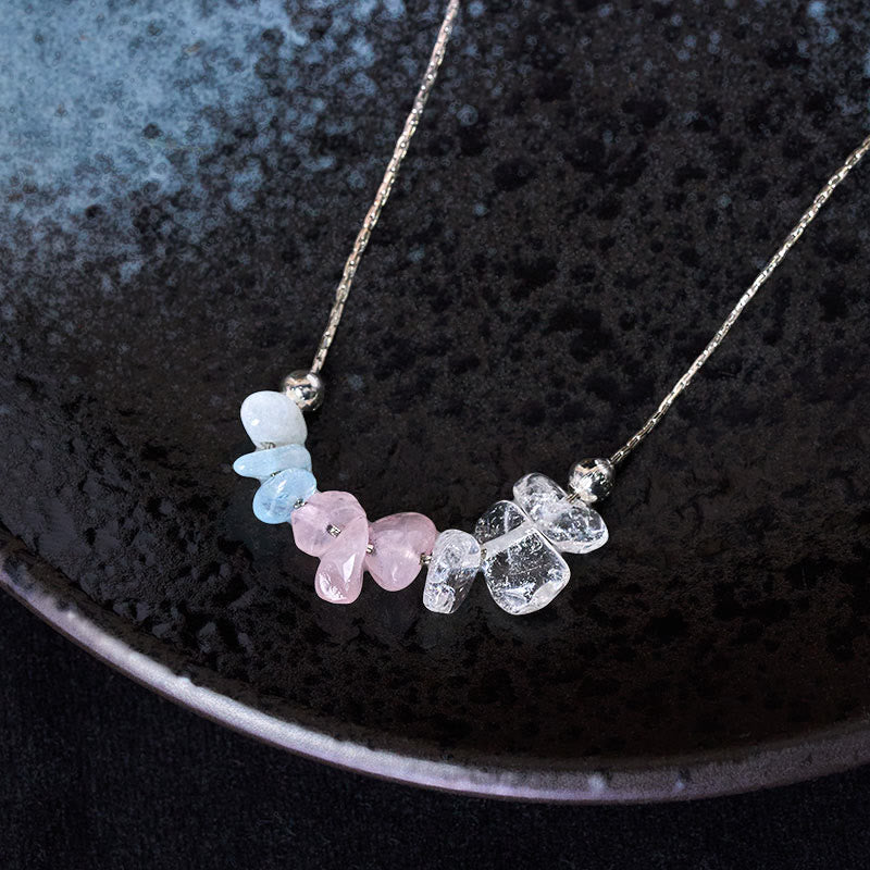 Buddha Stones Black Obsidian Smoky Quartz Garnet Aquamarine Strawberry Quartz Pink Crystal Strength Necklace Pendant - image 9