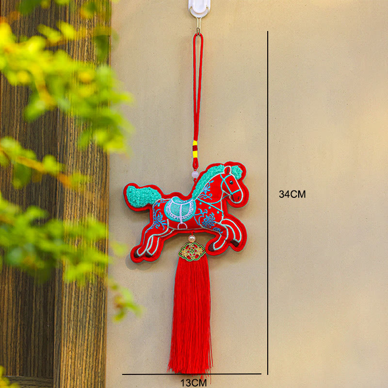 Buddha Stones Year Of The Horse Embroidery Copper Coins Bell Charm Tassel Wealth Success Hanging Decoration - image 10