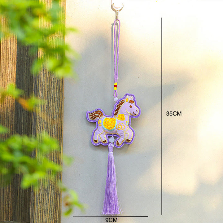 Buddha Stones Year Of The Horse Embroidery Copper Coins Bell Charm Tassel Wealth Success Hanging Decoration - image 15