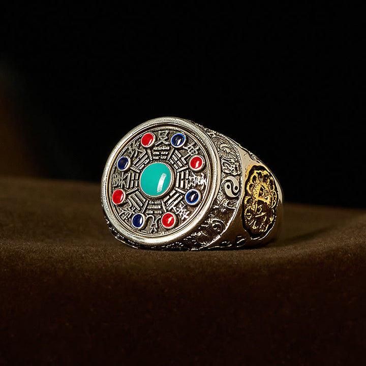 Buddha Stones Copper Bagua Copper Coins Wealth Rotatable Adjustable Ring - Copper Bagua(Adjustable) - image 0