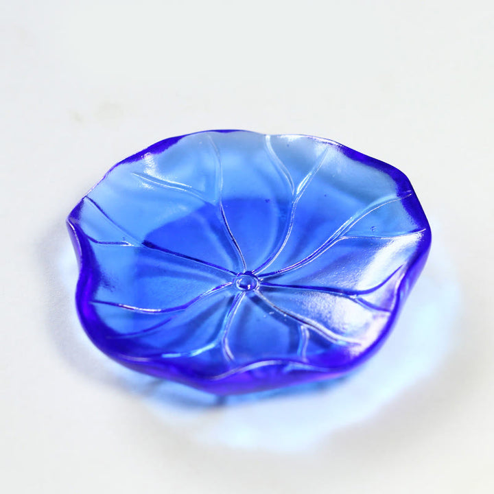 Buddha Stones Year of the Horse Lotus Pod Lotus Leaf Liuli Crystal Art Piece Home Office Energy Decoration - Blue Lotus Leaf Pad 7.5*1.5cm - image 12