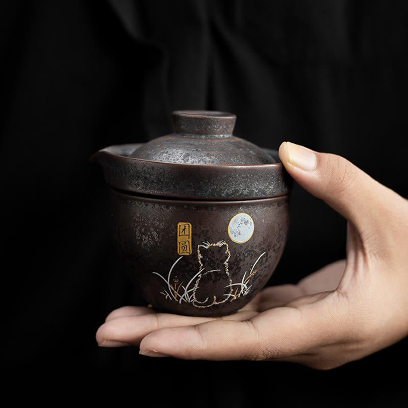 Buddha Stones Cute Cat Teacup Kung Fu Tea Cup  - Reunite Set - image 0