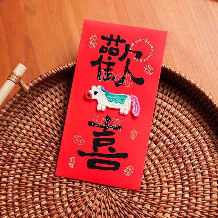 Buddha Stones Year Of The Horse 2026 New Year Embroidery Blessings Luck 6pcs Chinese Red Envelope - image 5