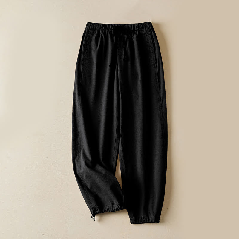 Buddha Stones Fall Drawstring 7-8 Length Cotton Women's Cargo Pants With Pockets - Black - US12，UK/AU16，EU44 (3XL) - image 11