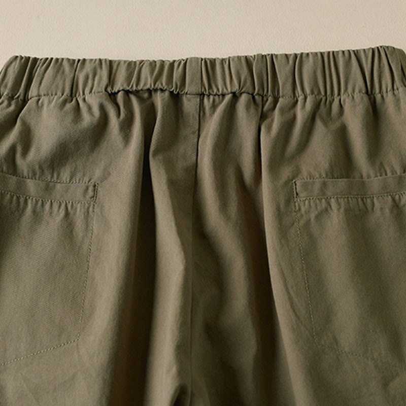 Buddha Stones Fall Drawstring 7-8 Length Cotton Women's Cargo Pants With Pockets - image 4