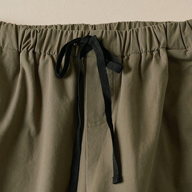 Buddha Stones Fall Drawstring 7-8 Length Cotton Women's Cargo Pants With Pockets - image 3