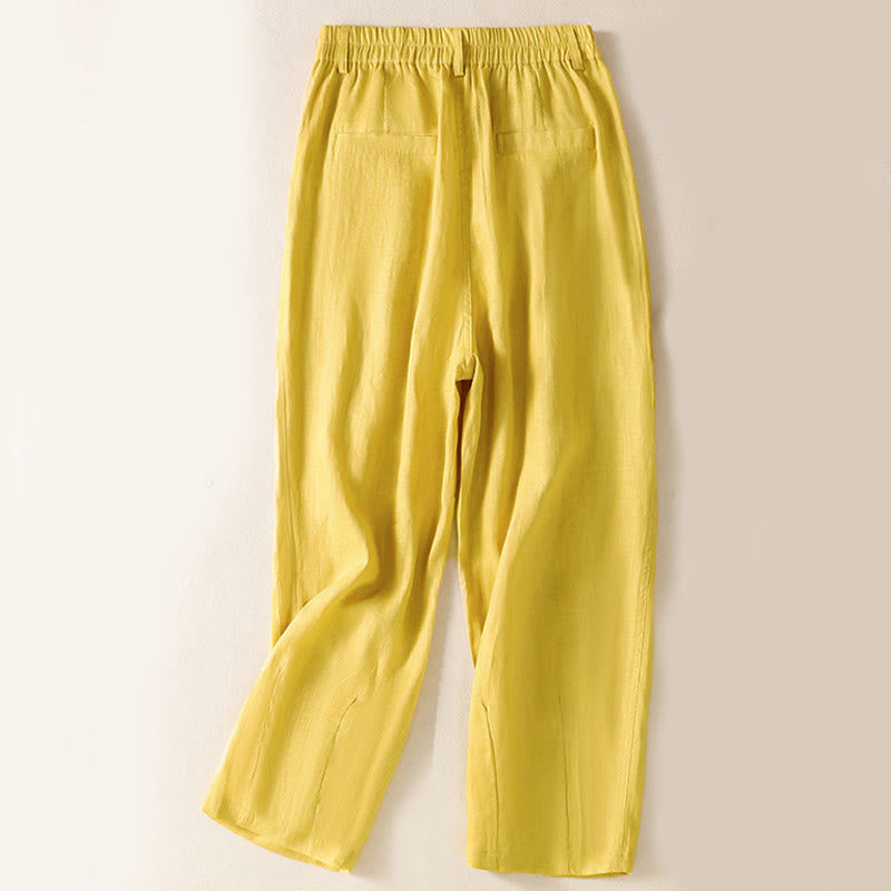 Buddha Stones Summer Button Zipper Ankle-Length Women's Pants With Pockets - image 2