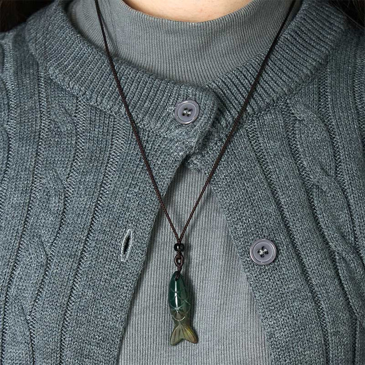 Buddha Stones Carving Koi Fish Pink Crystal Indian Agate Amethyst Warmth Prosperity Necklace Pendant - image 10