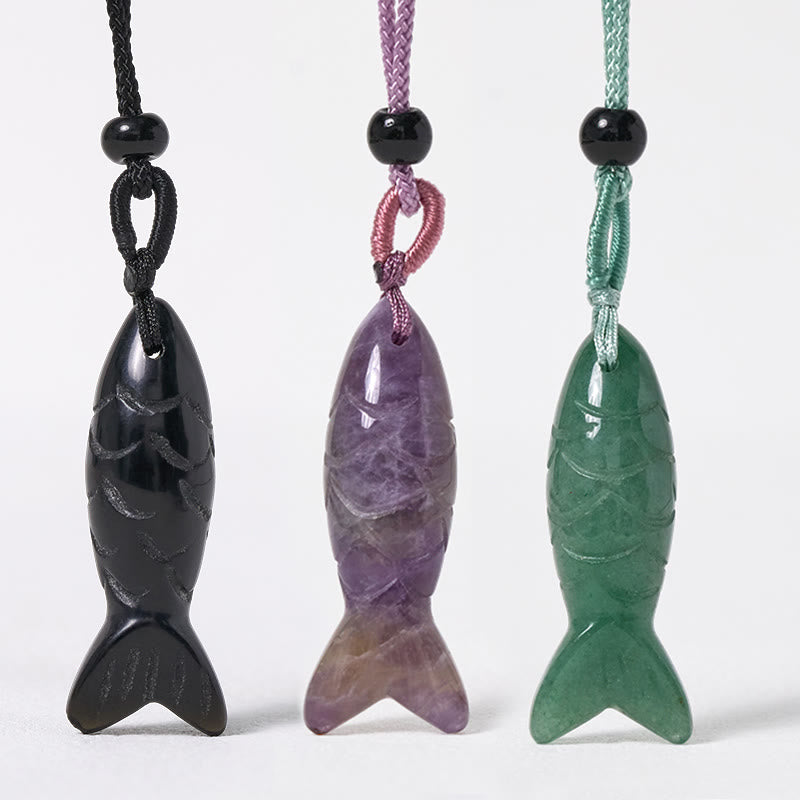 Buddha Stones Carving Koi Fish Pink Crystal Indian Agate Amethyst Warmth Prosperity Necklace Pendant - image 0