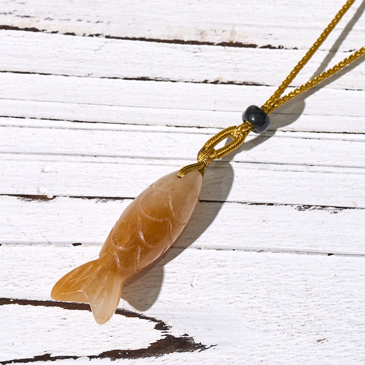 Buddha Stones Carving Koi Fish Pink Crystal Indian Agate Amethyst Warmth Prosperity Necklace Pendant - Topaz(Pendant Size: 15*40mm) - image 17