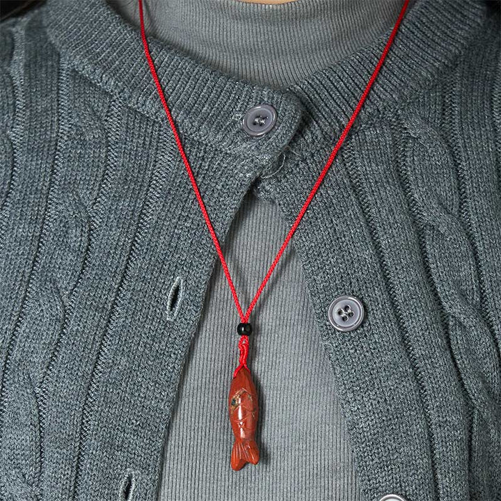 Buddha Stones Carving Koi Fish Pink Crystal Indian Agate Amethyst Warmth Prosperity Necklace Pendant - image 25