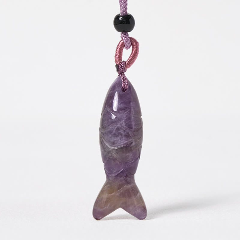 Buddha Stones Carving Koi Fish Pink Crystal Indian Agate Amethyst Warmth Prosperity Necklace Pendant - image 13