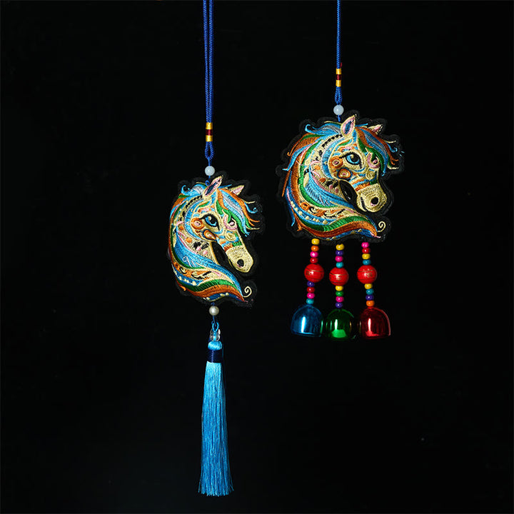 Buddha Stones Year Of The Horse Embroiderd Horse Head Bell Charm Tassel Success Hanging Decoration - image 8
