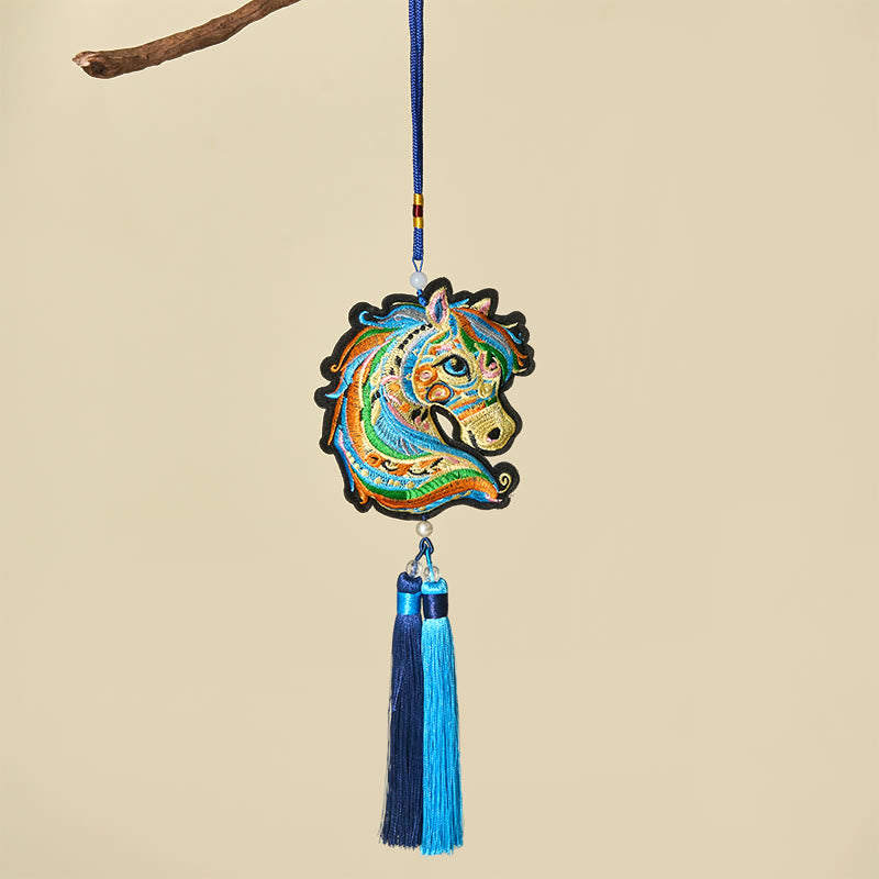 Buddha Stones Year Of The Horse Embroiderd Horse Head Bell Charm Tassel Success Hanging Decoration - image 5