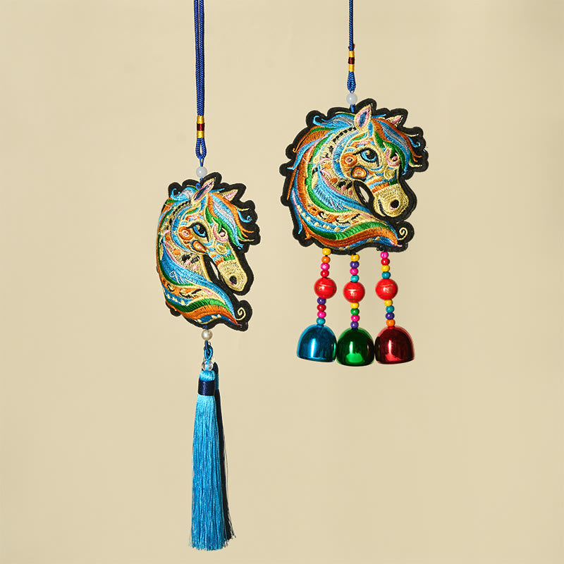 Buddha Stones Year Of The Horse Embroiderd Horse Head Bell Charm Tassel Success Hanging Decoration - image 9