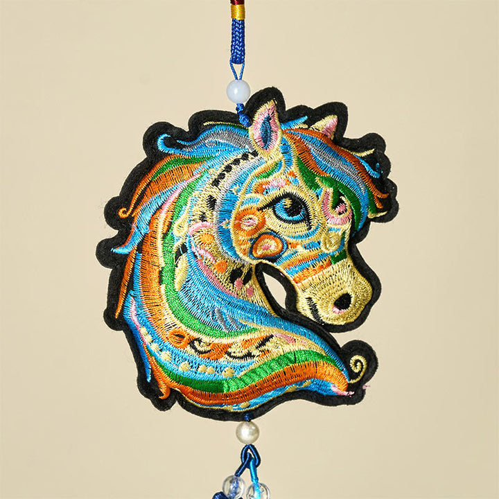 Buddha Stones Year Of The Horse Embroiderd Horse Head Bell Charm Tassel Success Hanging Decoration - image 6