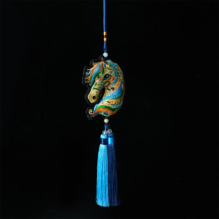 Buddha Stones Year Of The Horse Embroiderd Horse Head Bell Charm Tassel Success Hanging Decoration - Horse&Tassel(Length: 40cm) - image 4