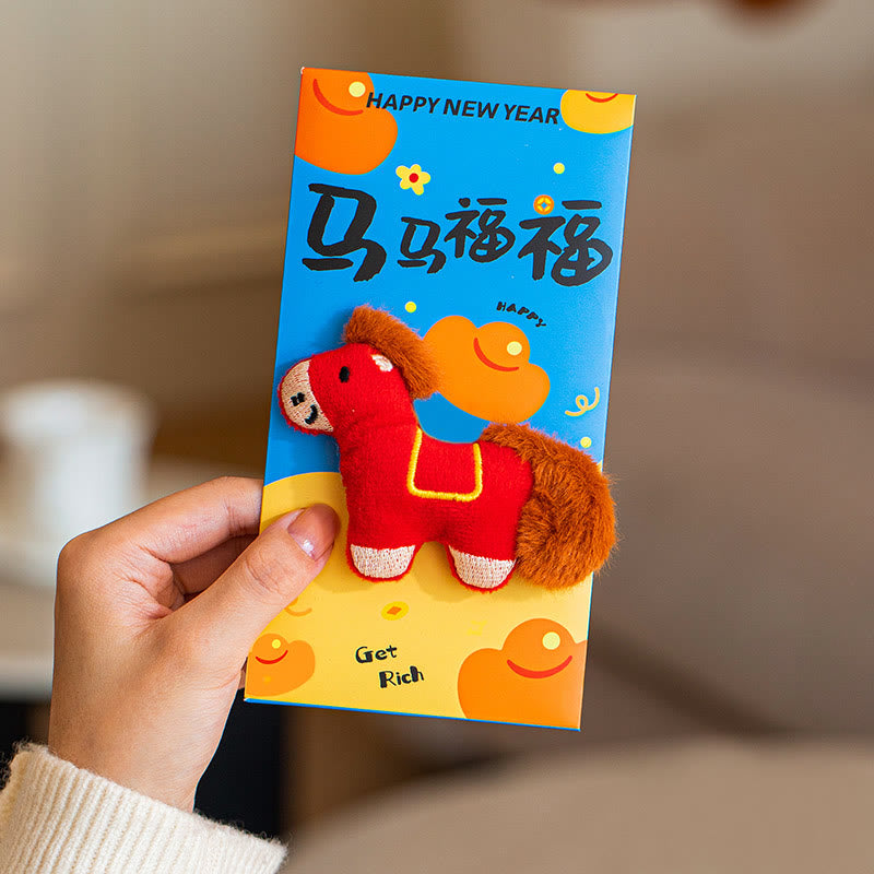 Buddha Stones Year Of The Horse 2026 New Year 3pcs Embroidery Chinese Red Envelope - Set Of Three Red Envelopes(16.5*9cm) - image 0