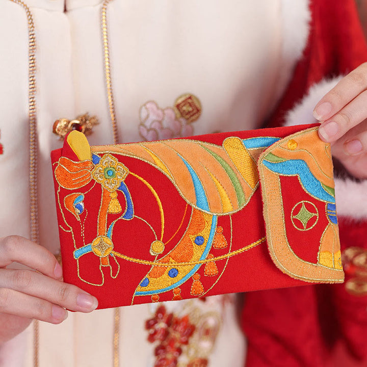 Buddha Stones Embroidery Year Of The Horse 2026 New Year Tassel Chinese Red Envelope - Horse(18.3*10.5cm) - image 5