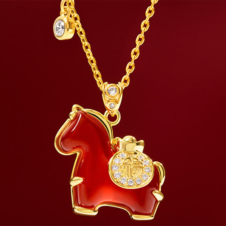 Buddha Stones Year Of The Horse Red Agate Confidence Necklace Pendants - image 8