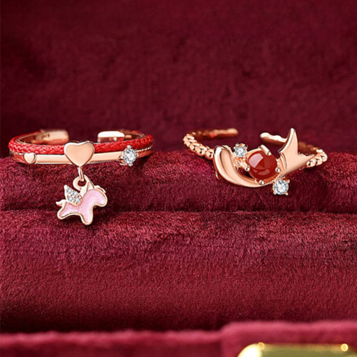 Buddha Stones Red Agate 925 Sterling Silver Confidence Open Ring - image 3