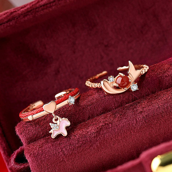 Buddha Stones Red Agate 925 Sterling Silver Confidence Open Ring - image 4