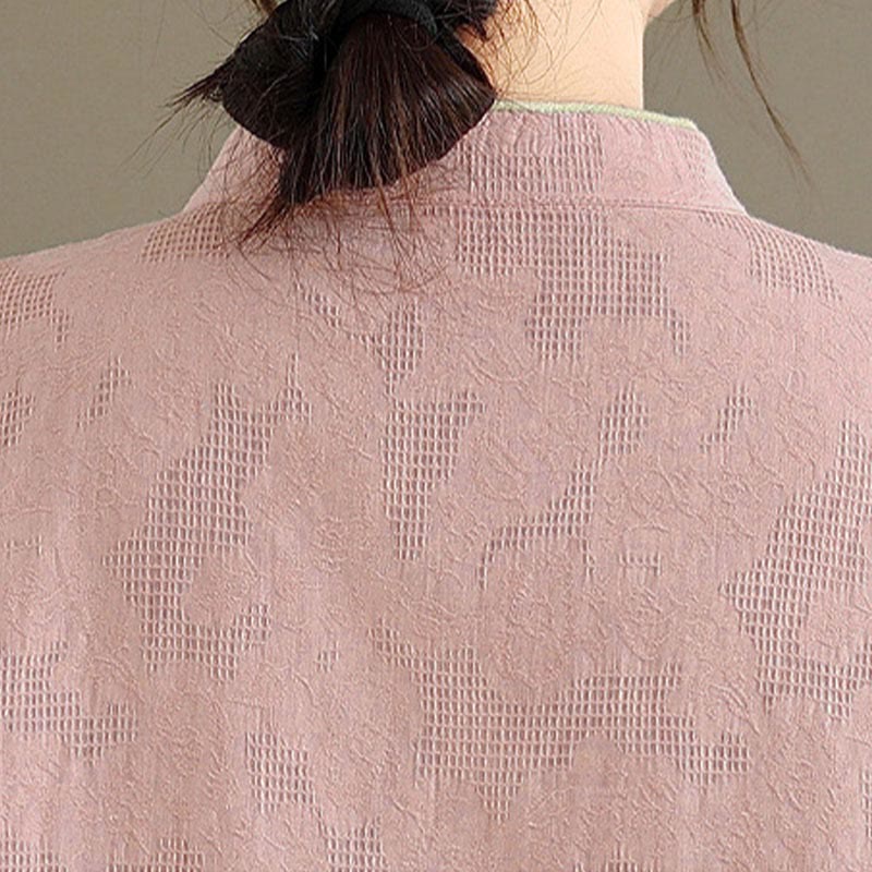 Buddha Stones Spring Traditional Floral Frog-Button Stand Collar Long Sleeve Women's Cotton Shirt - image 12