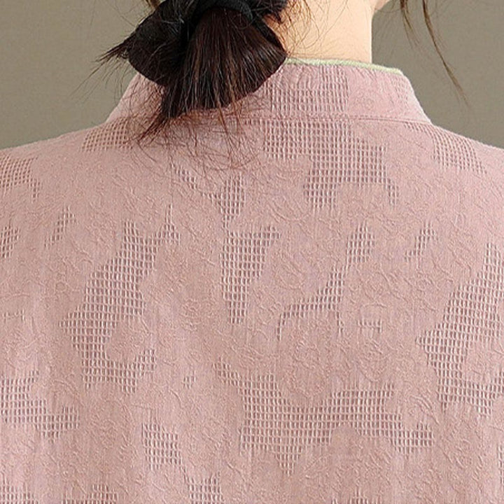 Buddha Stones Spring Traditional Floral Frog-Button Stand Collar Long Sleeve Women's Cotton Shirt - image 12