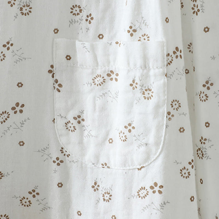 Buddha Stones Fall Small Floral Pattern Buttons Down Design Long Sleeve Women's Cotton Shirt - image 13