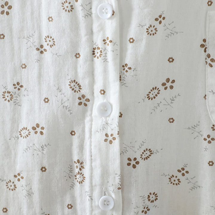 Buddha Stones Fall Small Floral Pattern Buttons Down Design Long Sleeve Women's Cotton Shirt - image 14