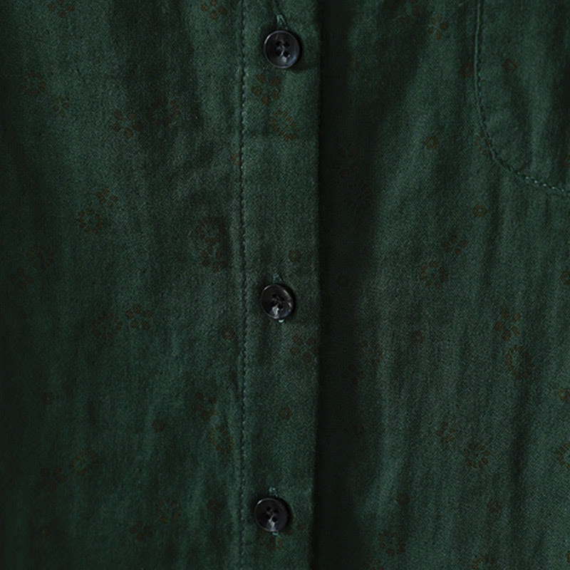 Buddha Stones Fall Small Floral Pattern Buttons Down Design Long Sleeve Women's Cotton Shirt - image 20