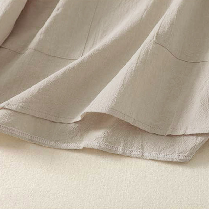 Buddha Stones Fall Plain Crew Neck Back Three Buttons Design Women's Cotton Long Sleeve Shirt - image 7