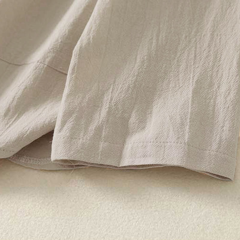 Buddha Stones Fall Plain Crew Neck Back Three Buttons Design Women's Cotton Long Sleeve Shirt - image 6