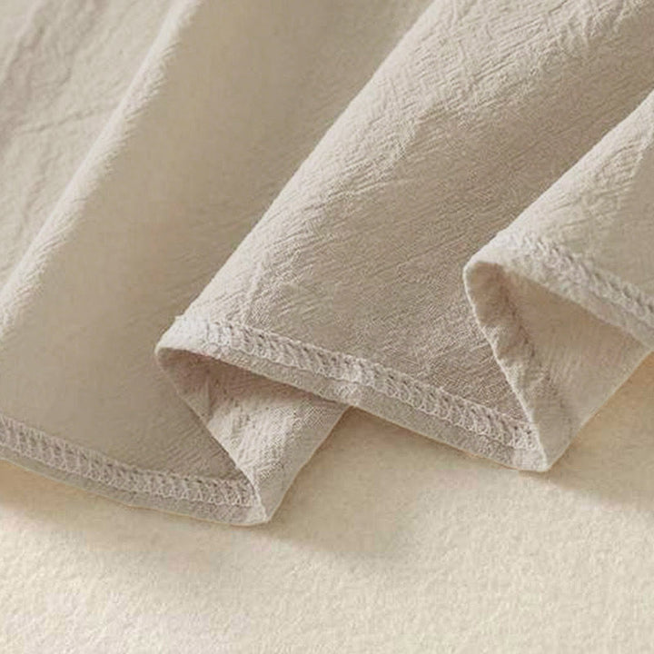 Buddha Stones Fall Plain Crew Neck Back Three Buttons Design Women's Cotton Long Sleeve Shirt - image 8