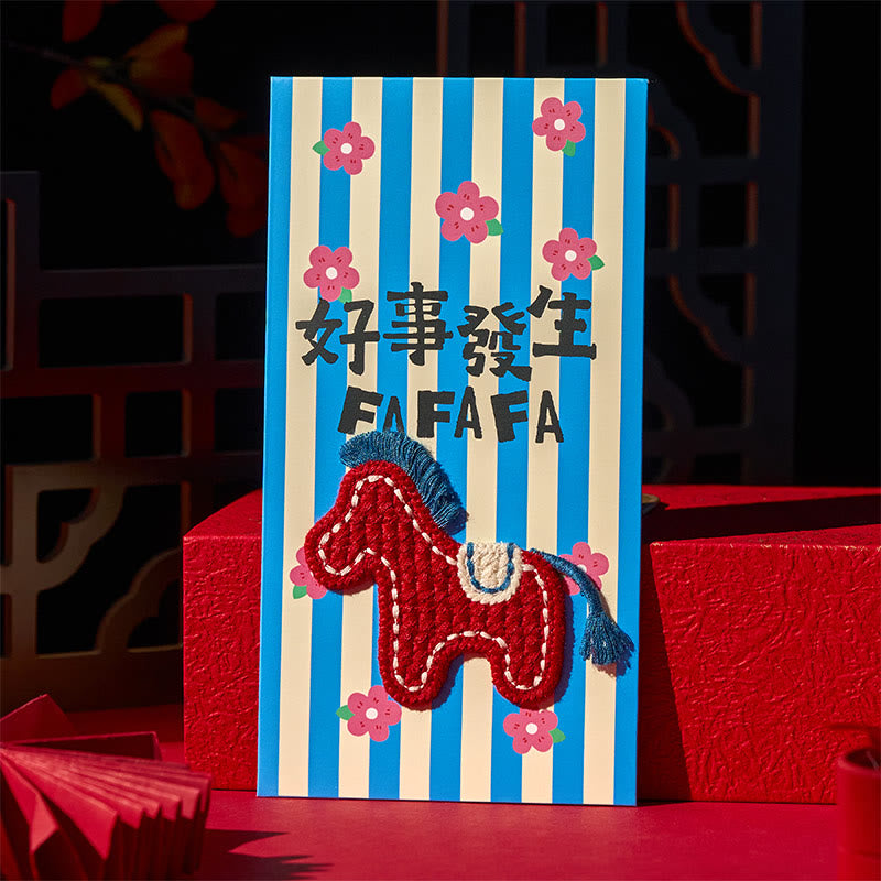 Buddha Stones Year Of The Horse 2026 New Year Embroidery Blessings Luck 6pcs Chinese Red Envelope - image 15