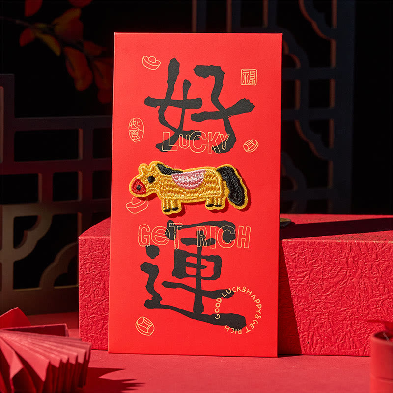Buddha Stones Year Of The Horse 2026 New Year Embroidery Blessings Luck 6pcs Chinese Red Envelope - image 12
