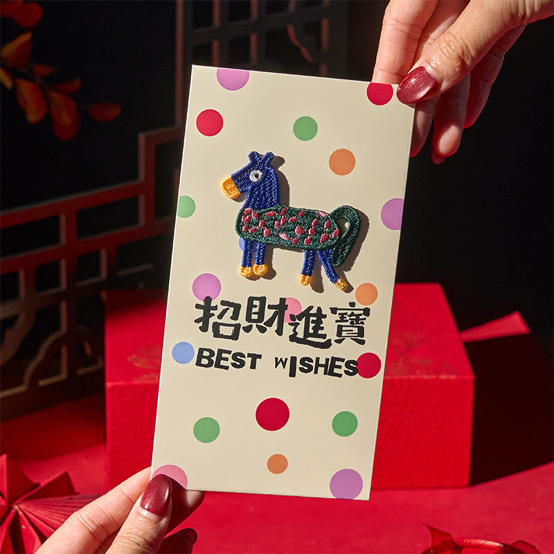 Buddha Stones Year Of The Horse 2026 New Year Embroidery Blessings Luck 6pcs Chinese Red Envelope - image 7