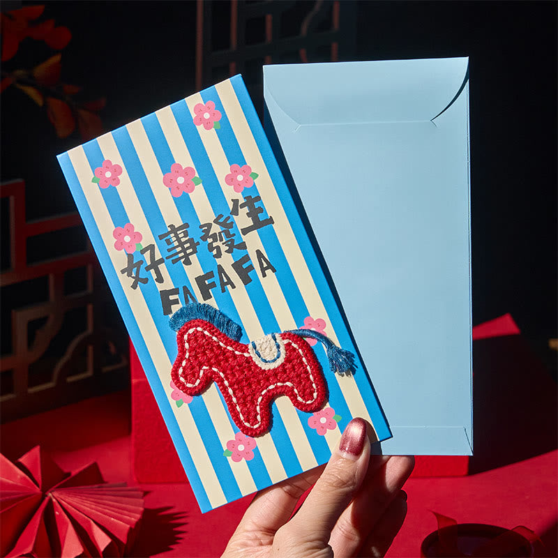 Buddha Stones Year Of The Horse 2026 New Year Embroidery Blessings Luck 6pcs Chinese Red Envelope - image 16