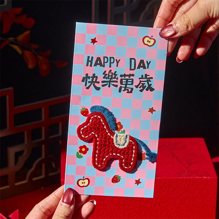 Buddha Stones Year Of The Horse 2026 New Year Embroidery Blessings Luck 6pcs Chinese Red Envelope - image 20