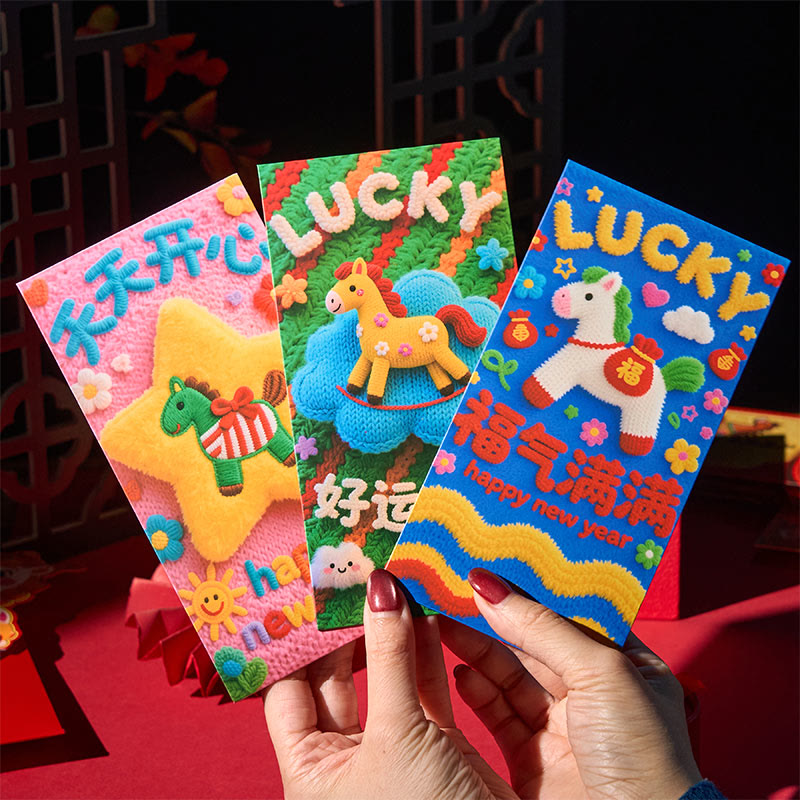Buddha Stones Year Of The Horse 2026 New Year Lucky 6pcs Embroidery Chinese Red Envelope - image 2