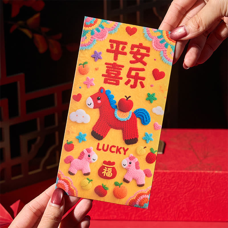 Buddha Stones Year Of The Horse 2026 New Year Lucky 6pcs Embroidery Chinese Red Envelope - image 4