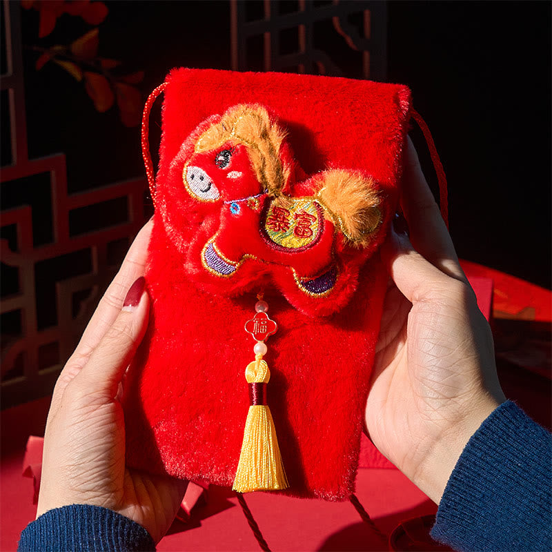 Buddha Stones Year Of The Horse 2026 New Year Fu Character Get Rich Tassel Embroidery Chinese Red Envelope - image 3