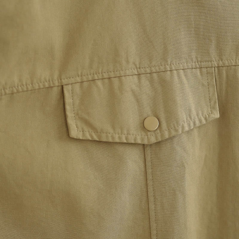 Buddha Stones Fall Pure Color Lapel Button Simple Design Women's Cotton Long Sleeve Jacket - image 18