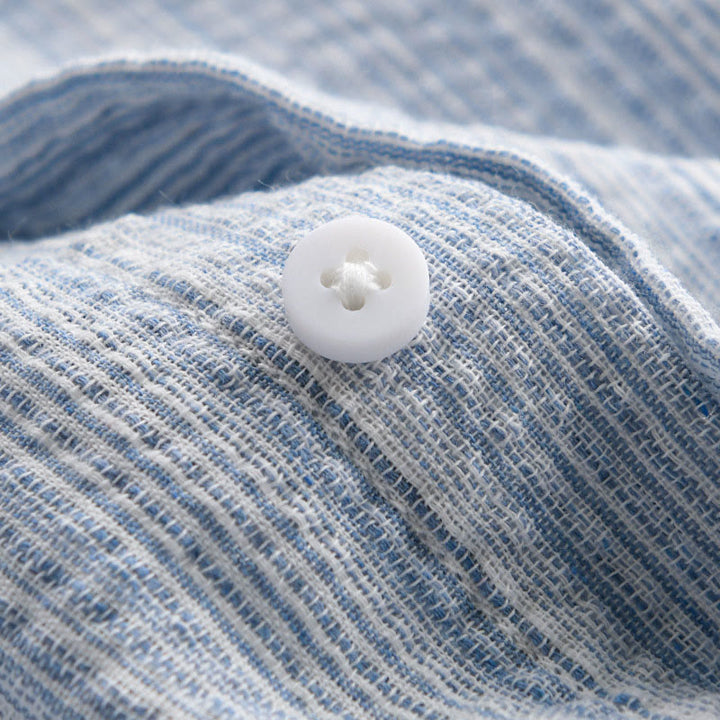 Buddha Stones Embroidery Bird Striped Pattern Long Sleeve Men's Cotton Shirt With Pocket - image 10