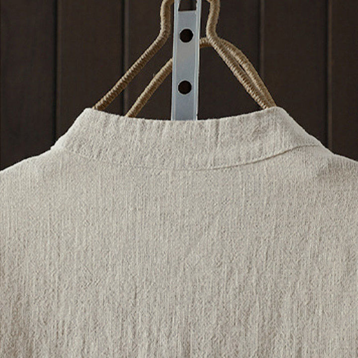 Buddha Stones Fall Solid Color Crew Neck Colorful Buttons Down Design Women's Cotton Long Sleeve Shirt - image 8