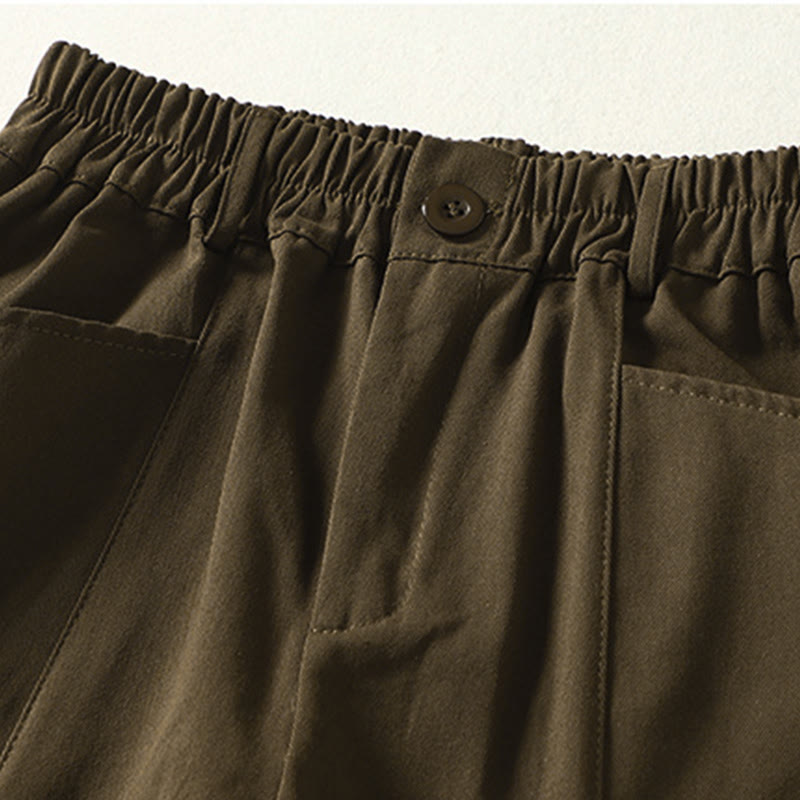 Buddha Stones Fall Simple Lines Button Zipper Design Ankle-Length Cotton Women's Harem Pants With Pockets - image 7