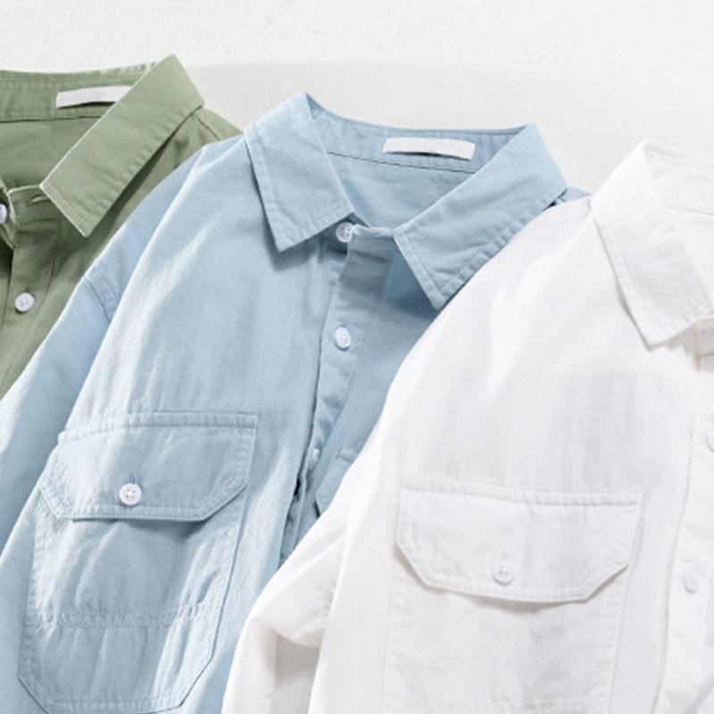 Buddha Stones Summer Buttons Down Two Decorative Pockets Men's Half Sleeve Cotton Shirt - image 18