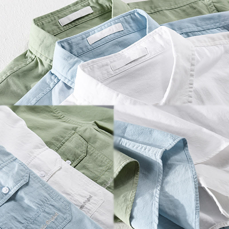 Buddha Stones Summer Buttons Down Two Decorative Pockets Men's Half Sleeve Cotton Shirt - image 20